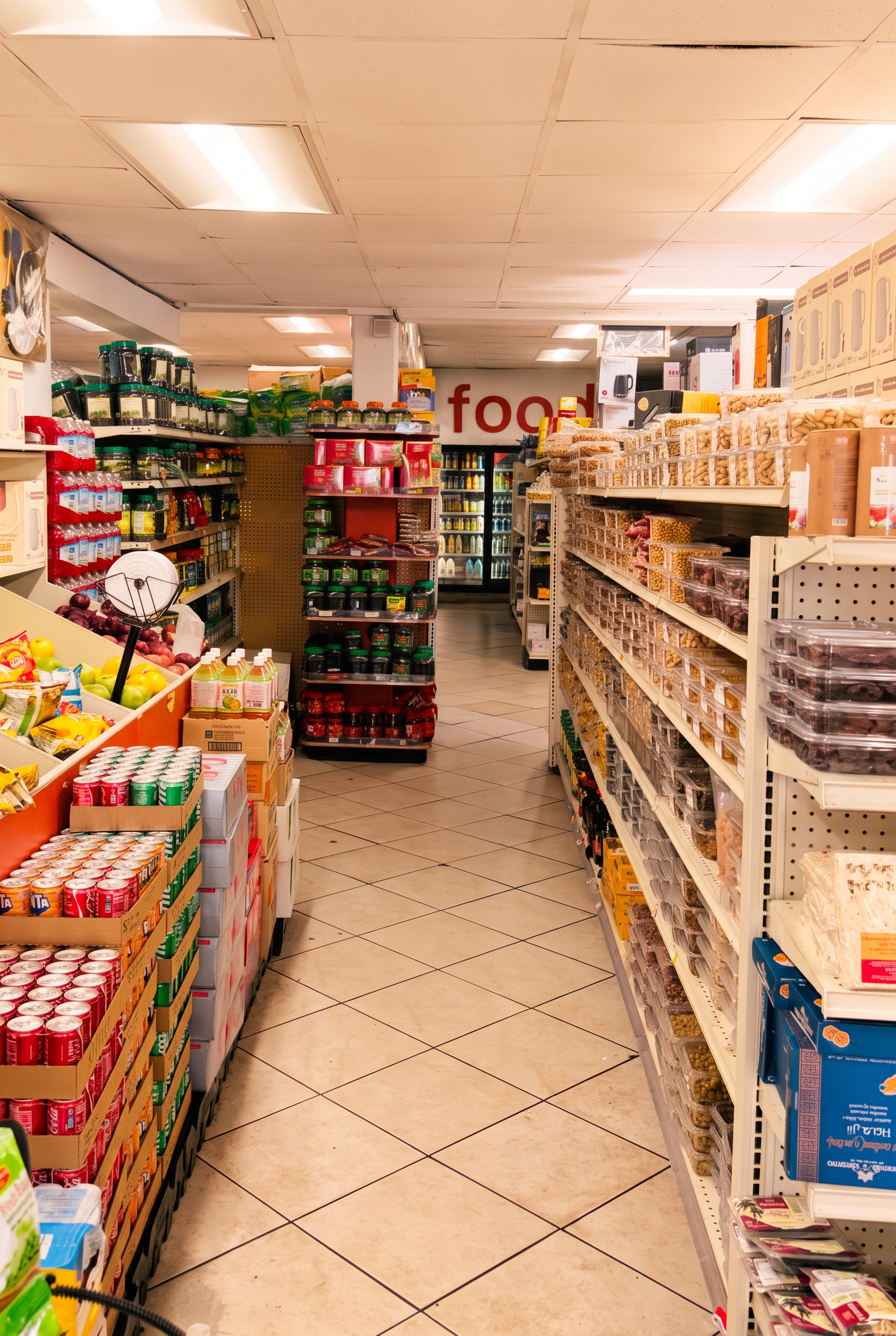 Afghan grocery market interior with spices, rice, and traditional goods